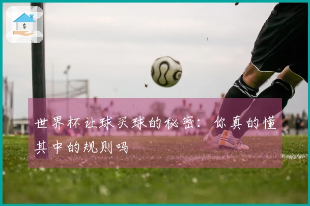 世界杯让球买球的秘密：你真的懂其中的规则吗